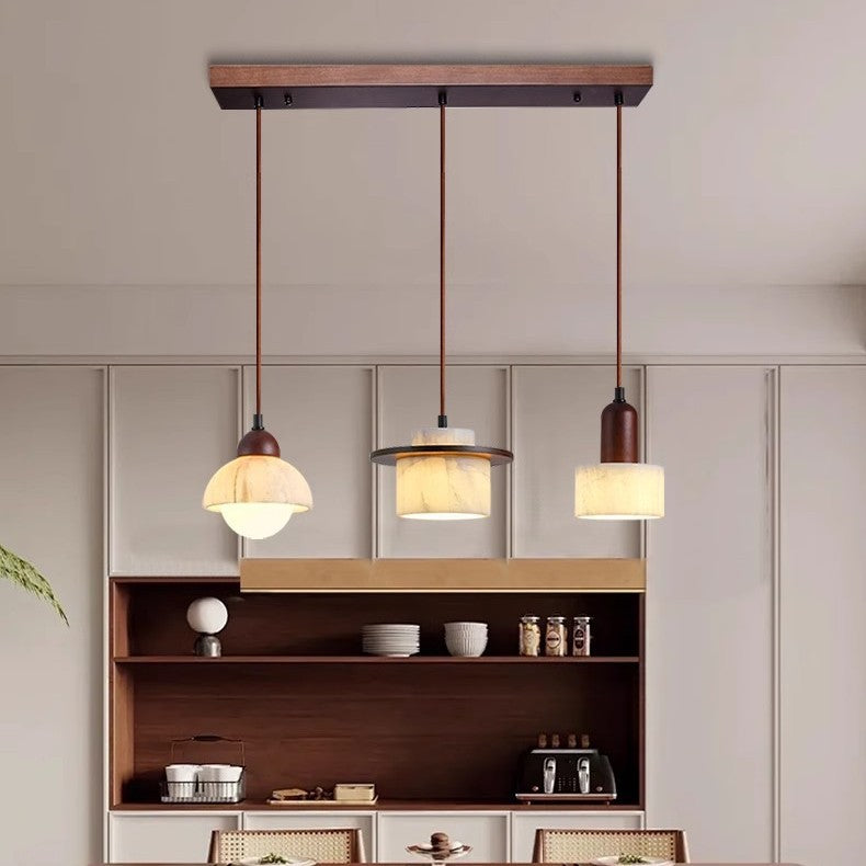 Pendelleuchte Alabaster Holz | LED | Warmweiß | Modern