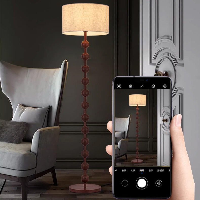 Holz-Stehlampe | Japandi Stil | E27 LED-Licht | Warmweiß