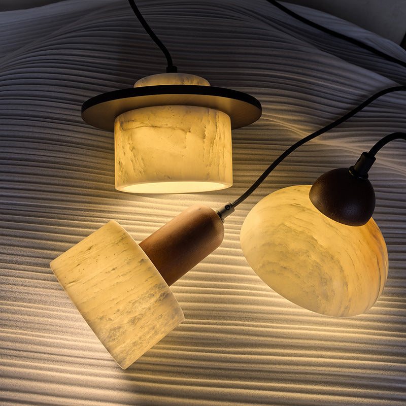 Pendelleuchte Alabaster Holz | LED | Warmweiß | Modern