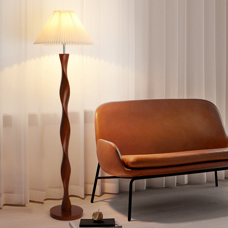 Stehlampe Holz Walnuss Japandi | E27 | Warmweiß | Modern
