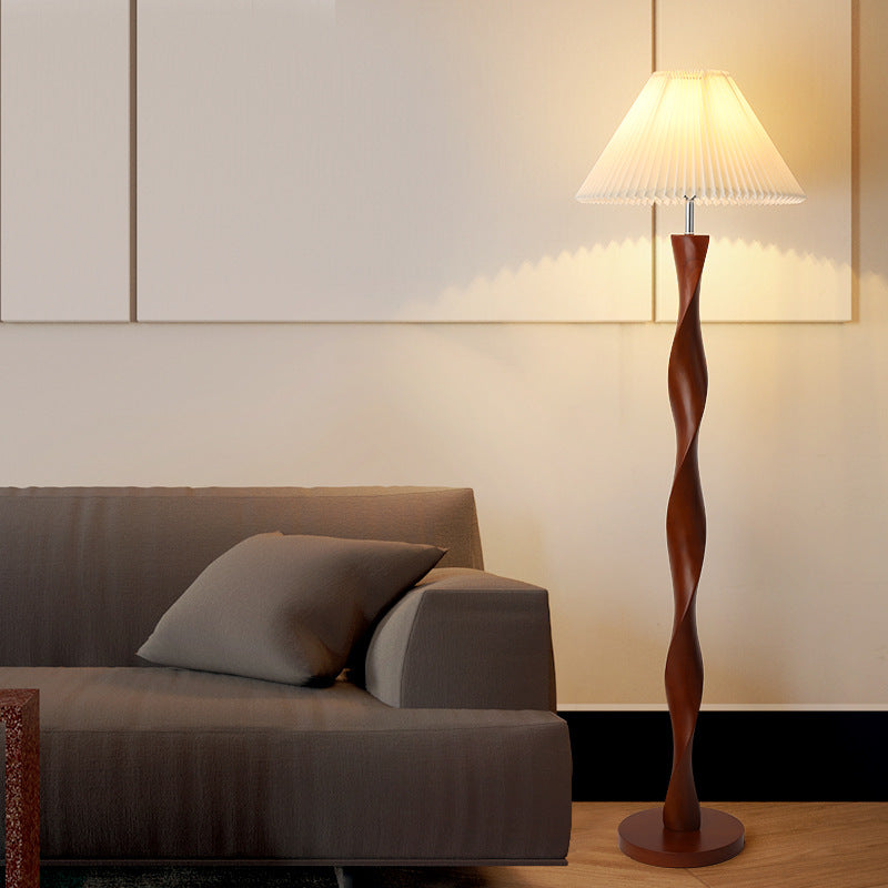 LED-Stehlampe | Japanische Walnuss | Holz & Stoff | Wohnzimmer & Schlafzimmer