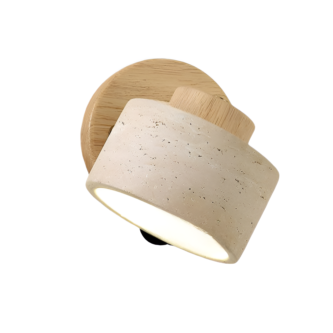 Minimalistische Travertin-Holz Zylinder-Wandleuchte | Natürlicher Minimalstil | LED-1-Flammig