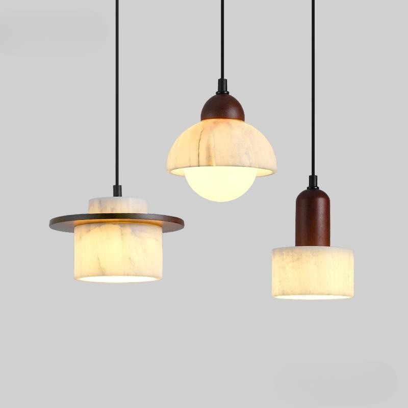 Pendelleuchte Alabaster Holz | LED | Warmweiß | Modern