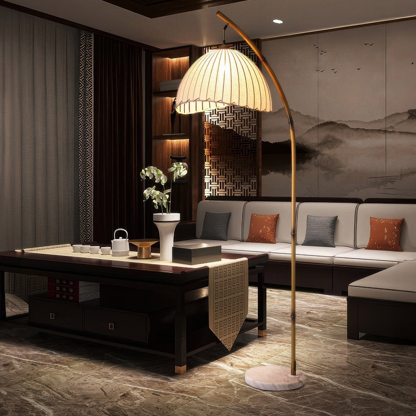 Bambus-Stehlampe | Zen-Design | E27 LED-Licht | Warmweiß / Tricolor