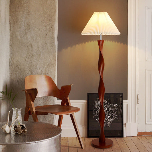 Stehlampe Holz Walnuss Japandi | E27 | Warmweiß | Modern