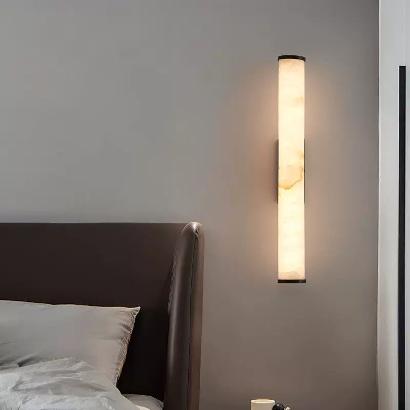 LED-Wandleuchte | Spanischer Marmor-Effekt & Kupfer-Akzente | Warmweißes Licht