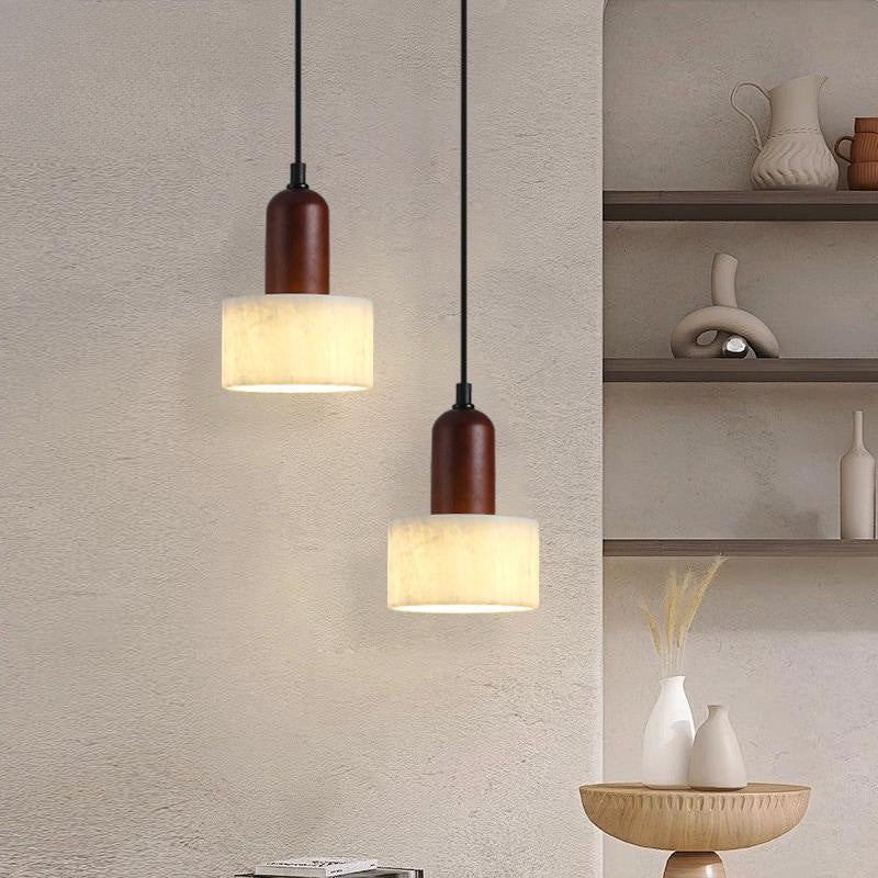 Pendelleuchte Alabaster Holz | LED | Warmweiß | Modern
