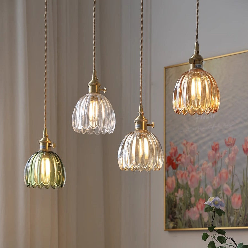 Pendelleuchte Glas Geriffelt | E27 | LED | Japandi