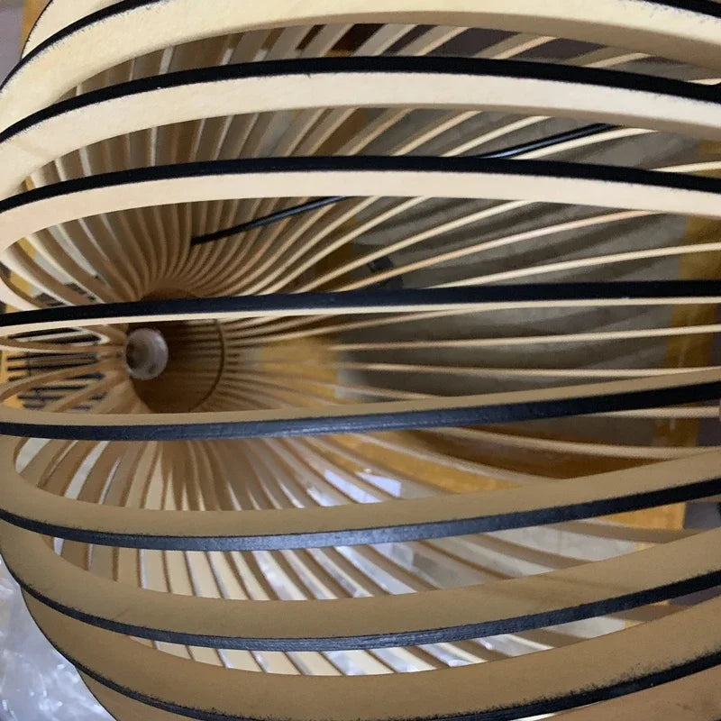 Pendelleuchte | Längliche Holz-Optik Ø35 cm & Ø45 cm | Warmes Licht