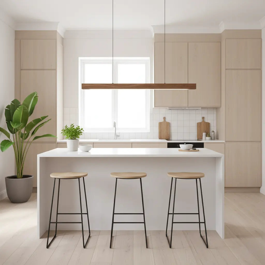 Pendelleuchte | Holzdesign Länglich | Dimmbar | Esszimmer & Kücheninsel