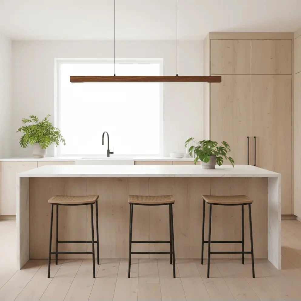 Pendelleuchte | Holzdesign Länglich | Dimmbar | Esszimmer & Kücheninsel