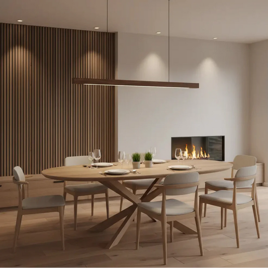 Pendelleuchte | Holzdesign Länglich | Dimmbar | Esszimmer & Kücheninsel