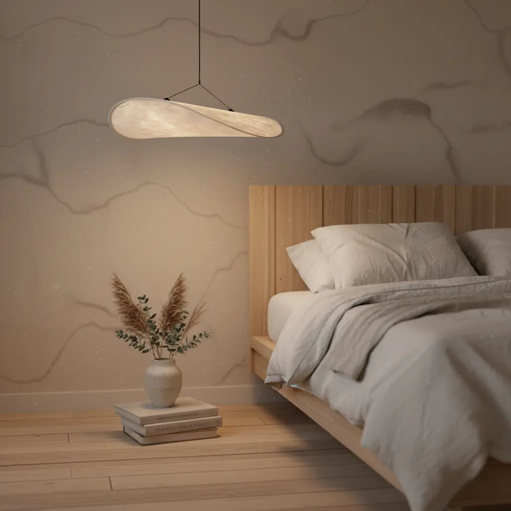 Pendelleuchte | Wabi Sabi & Japandi | Warmweißes Licht | Schlafzimmer & Wohnzimmer