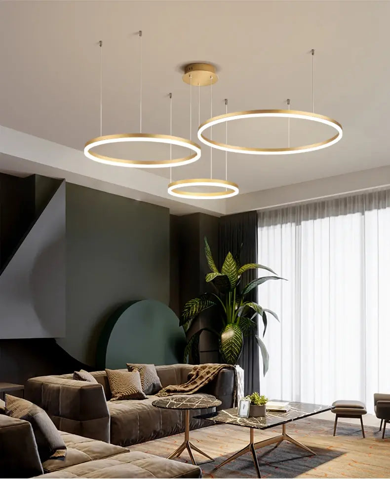 LED‑Pendelleuchte | Modernes Design | Gold / Coffee | Wohnzimmer & Esszimmer