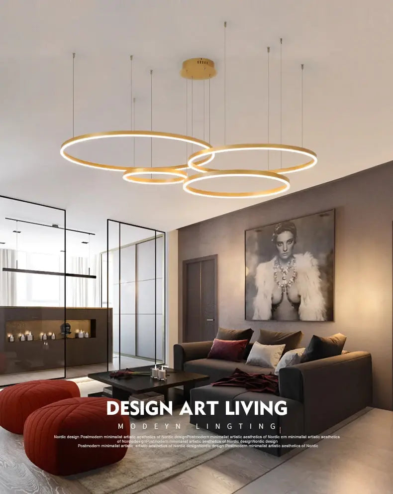LED‑Pendelleuchte | Modernes Design | Gold / Coffee | Wohnzimmer & Esszimmer