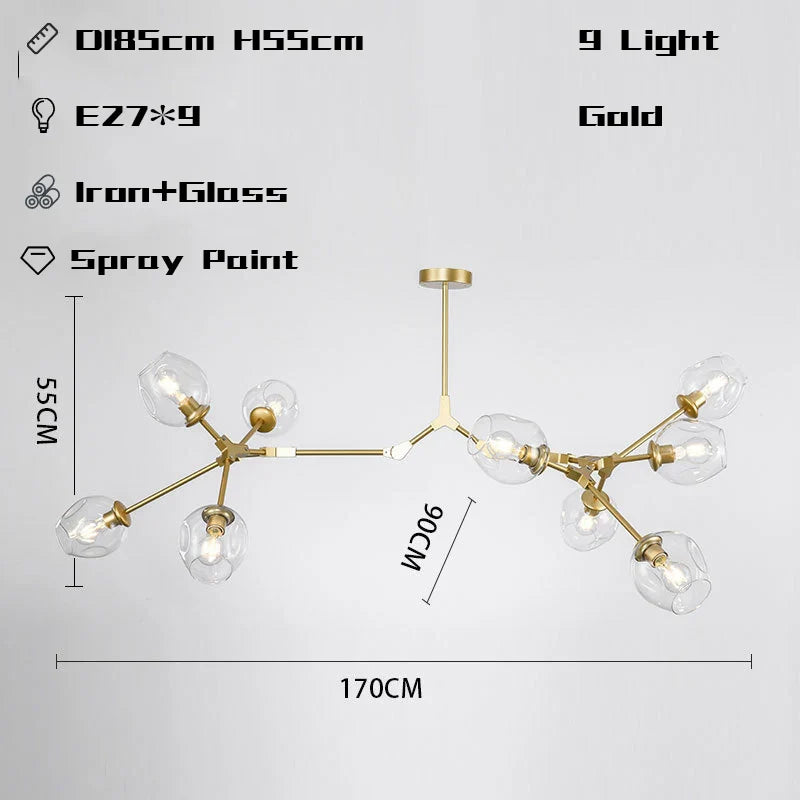 Wohnzimmer Pendelleuchte | Bewegliche Arme | Glasvarianten & Größen