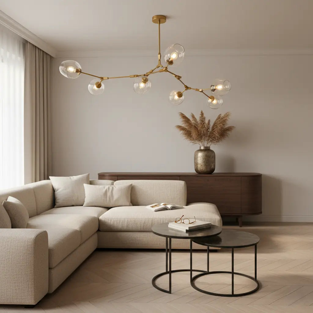 Wohnzimmer Pendelleuchte | Bewegliche Arme | Glasvarianten & Größen