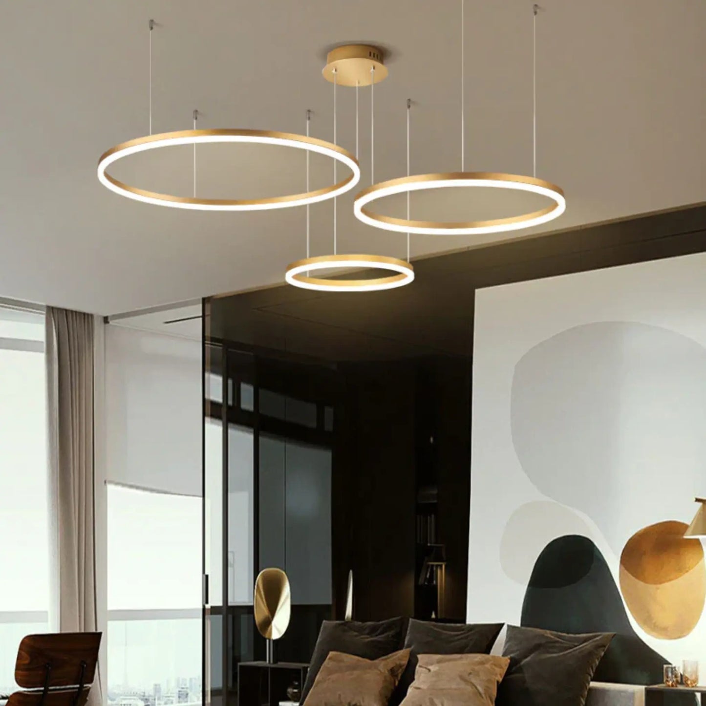 LED‑Pendelleuchte | Modernes Design | Gold / Coffee | Wohnzimmer & Esszimmer