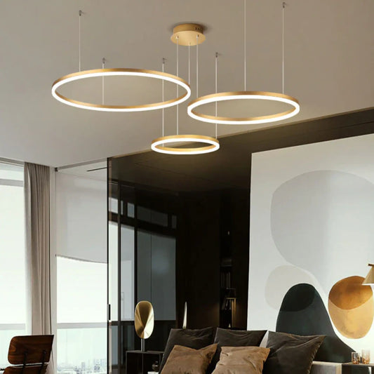LED‑Pendelleuchte | Modernes Design | Gold / Coffee | Wohnzimmer & Esszimmer