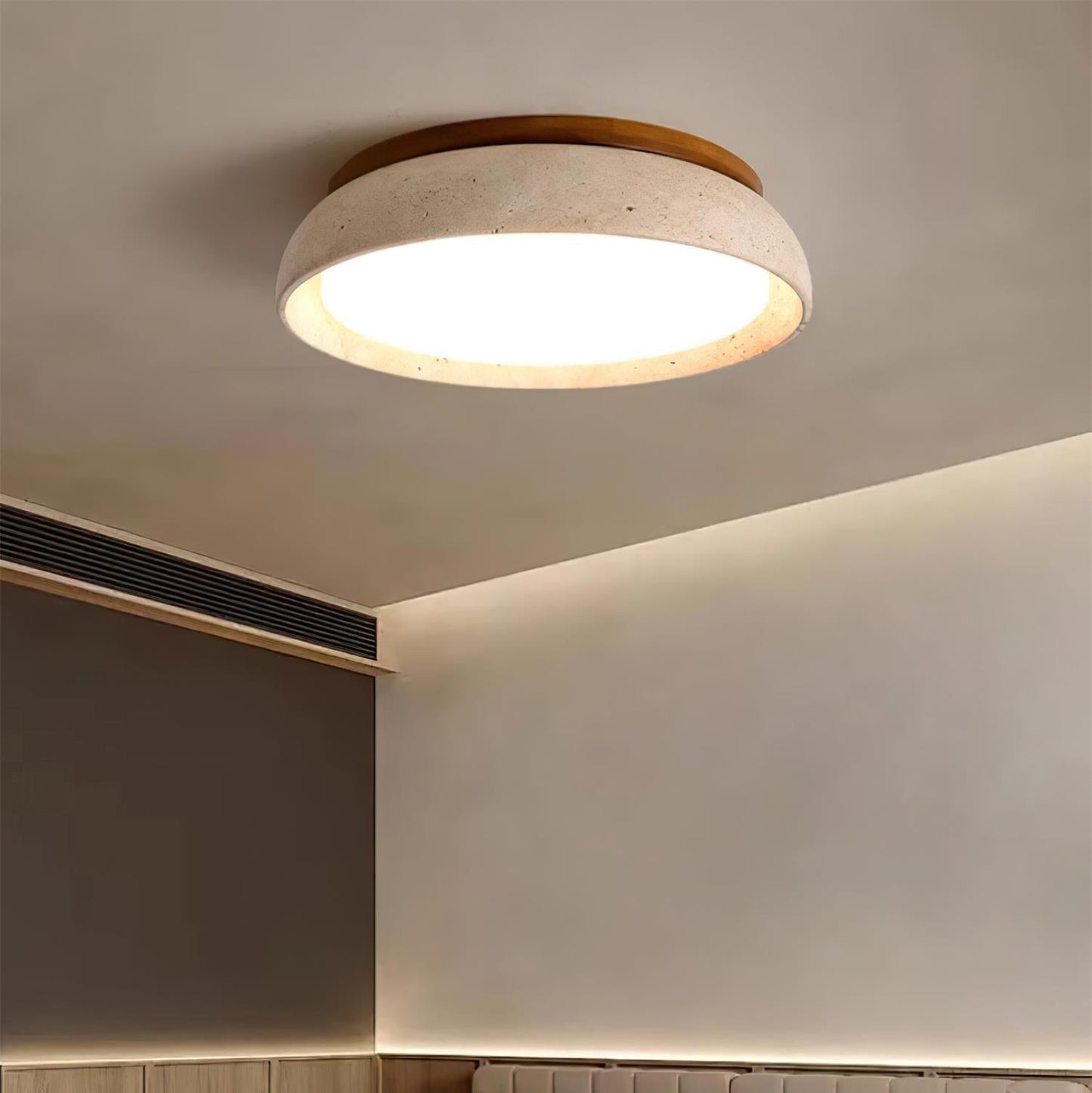 Deckenleuchte | Travertin & LED | Modernes Lichtdesign