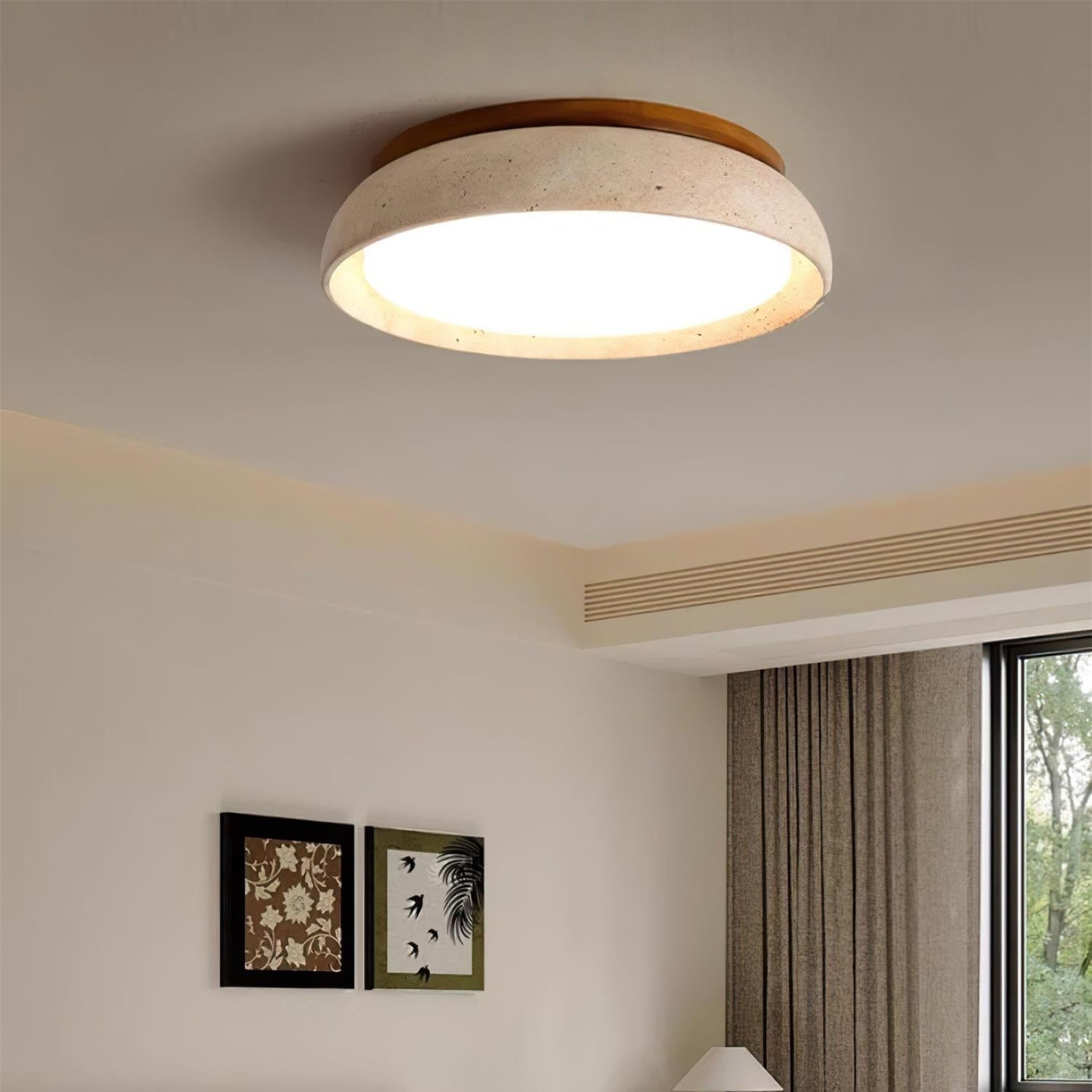 Deckenleuchte | Travertin & LED | Modernes Lichtdesign