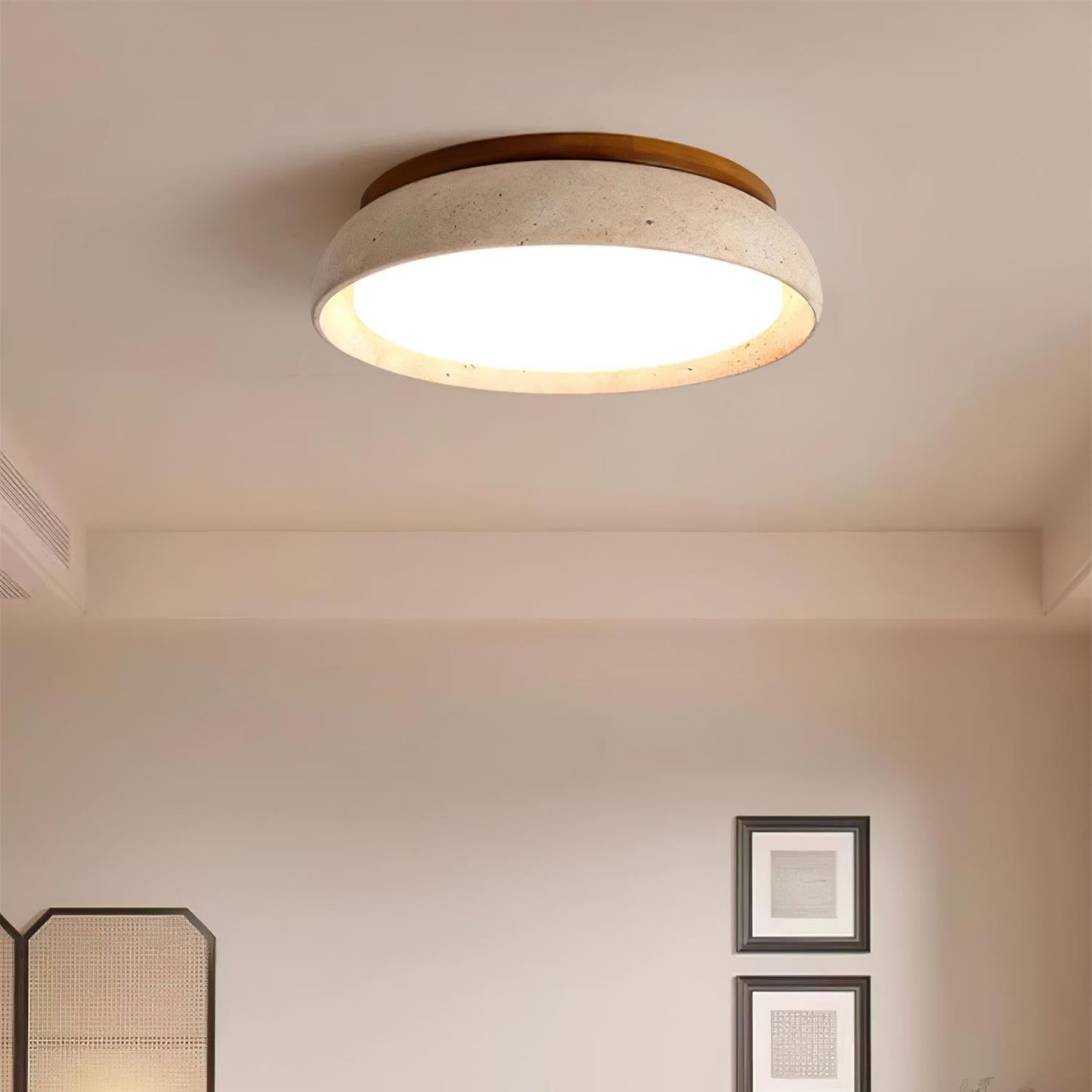 Deckenleuchte | Travertin & LED | Modernes Lichtdesign