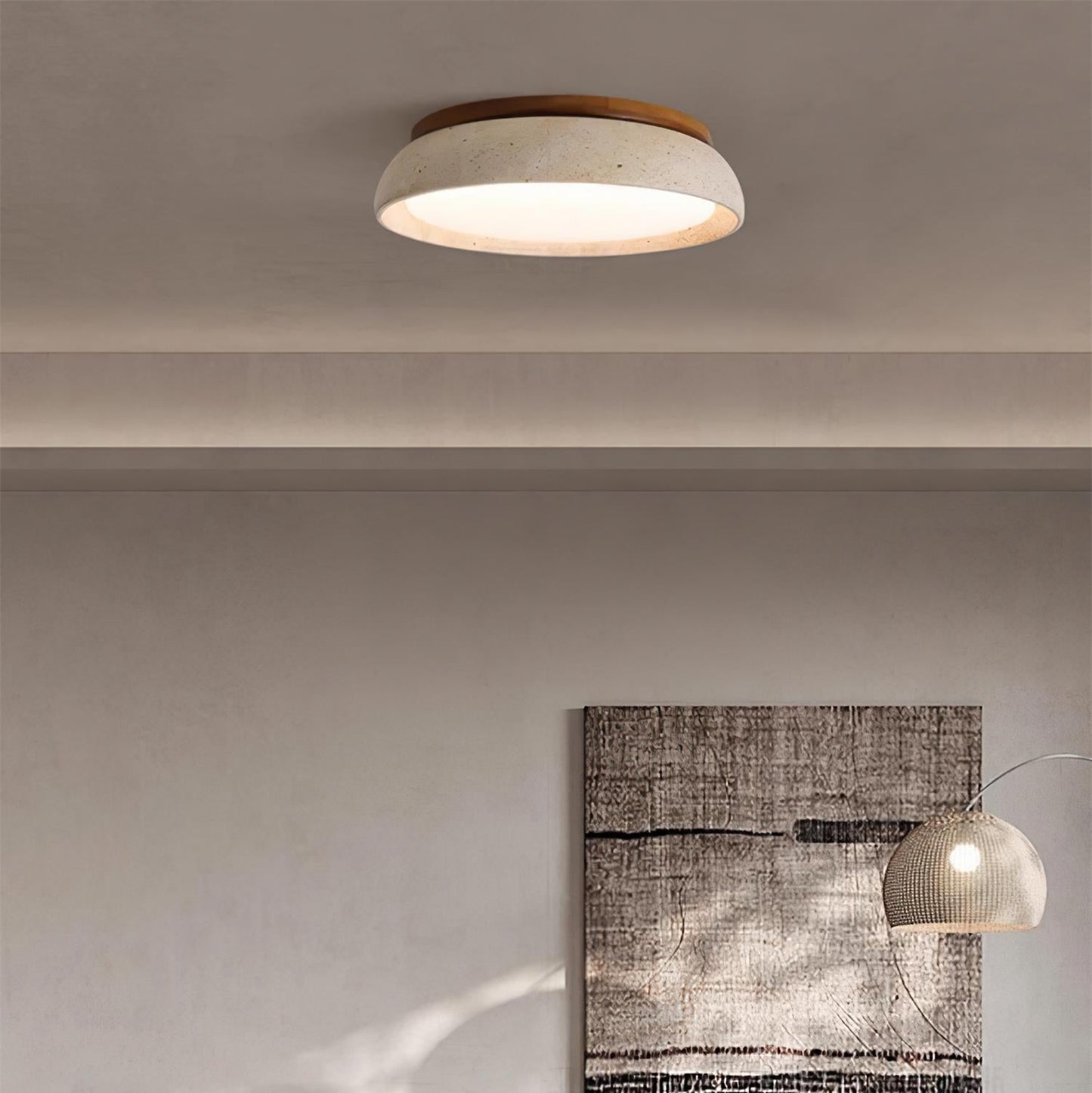 Deckenleuchte | Travertin & LED | Modernes Lichtdesign