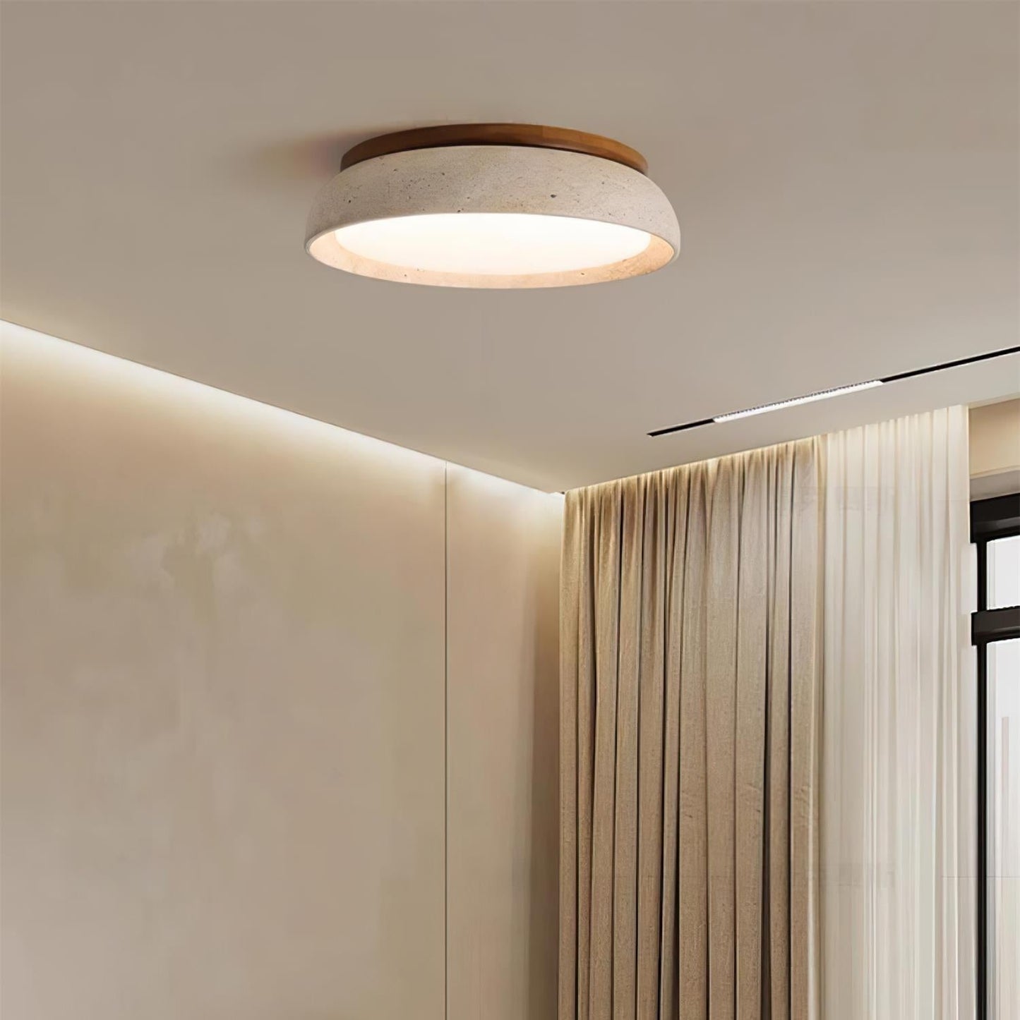 Deckenleuchte | Travertin & LED | Modernes Lichtdesign