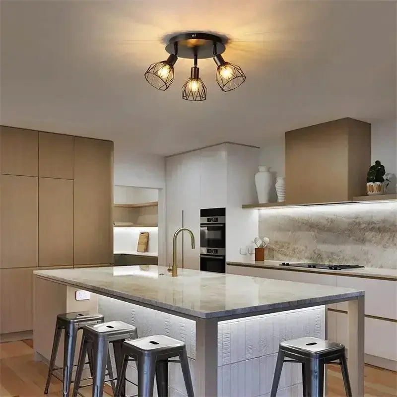 Industrial-Deckenleuchte | 3-Flammig | Metall | Wohnzimmer & Essbereich