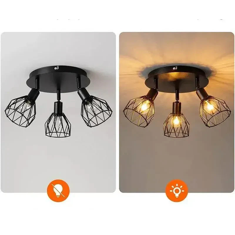 Industrial-Deckenleuchte | 3-Flammig | Metall | Wohnzimmer & Essbereich