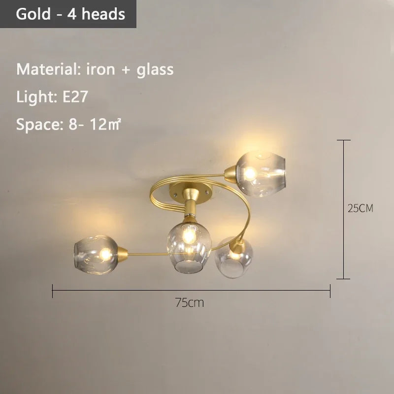 LED-Deckenleuchte | Glas & Metall | Schwarz oder Gold | Wohnzimmer & Esszimmer