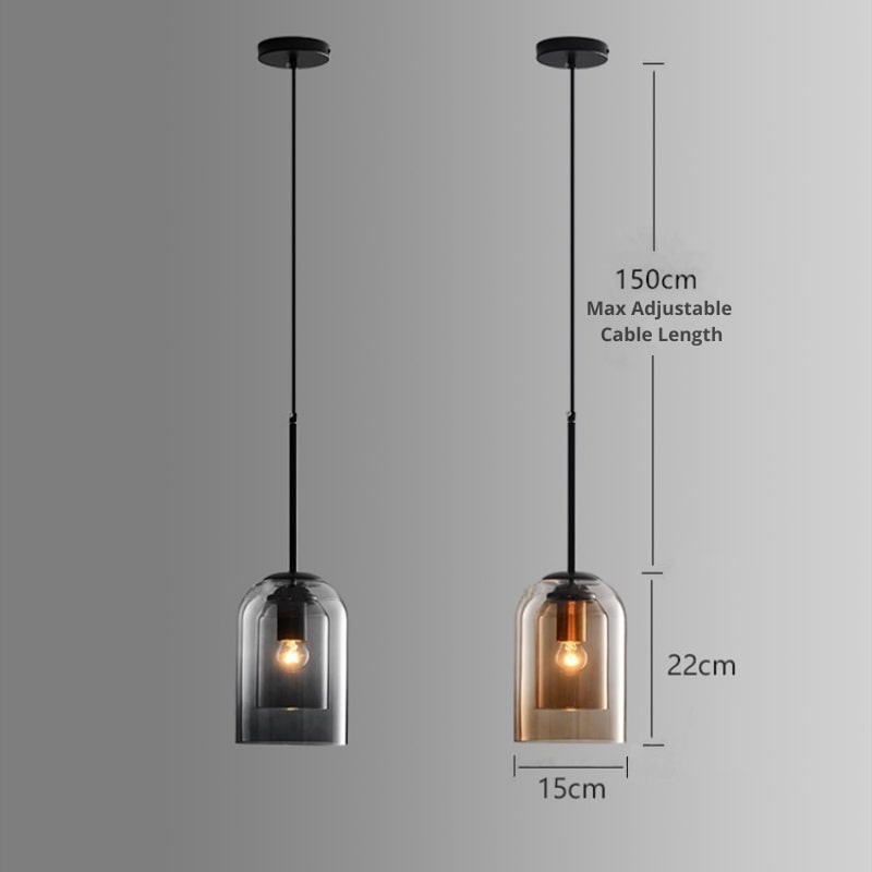 Pendelleuchte | Rauchglas-Zylinder | Höhenverstellbar | Wohnzimmer & Esszimmer