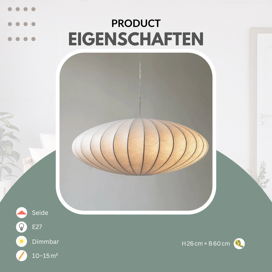 Pendelleuchte | Wabi Sabi Japandi | Seide | Warmes & Funktionales Licht