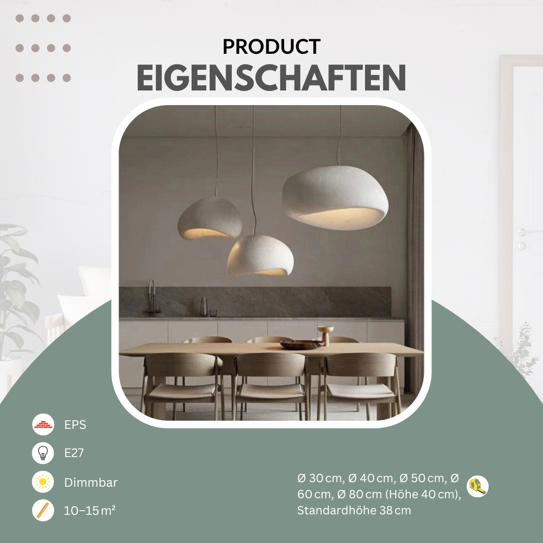 Pendelleuchte | Wabi Sabi & Japandi | Warmweißes Licht | Wohnzimmer & Esszimmer