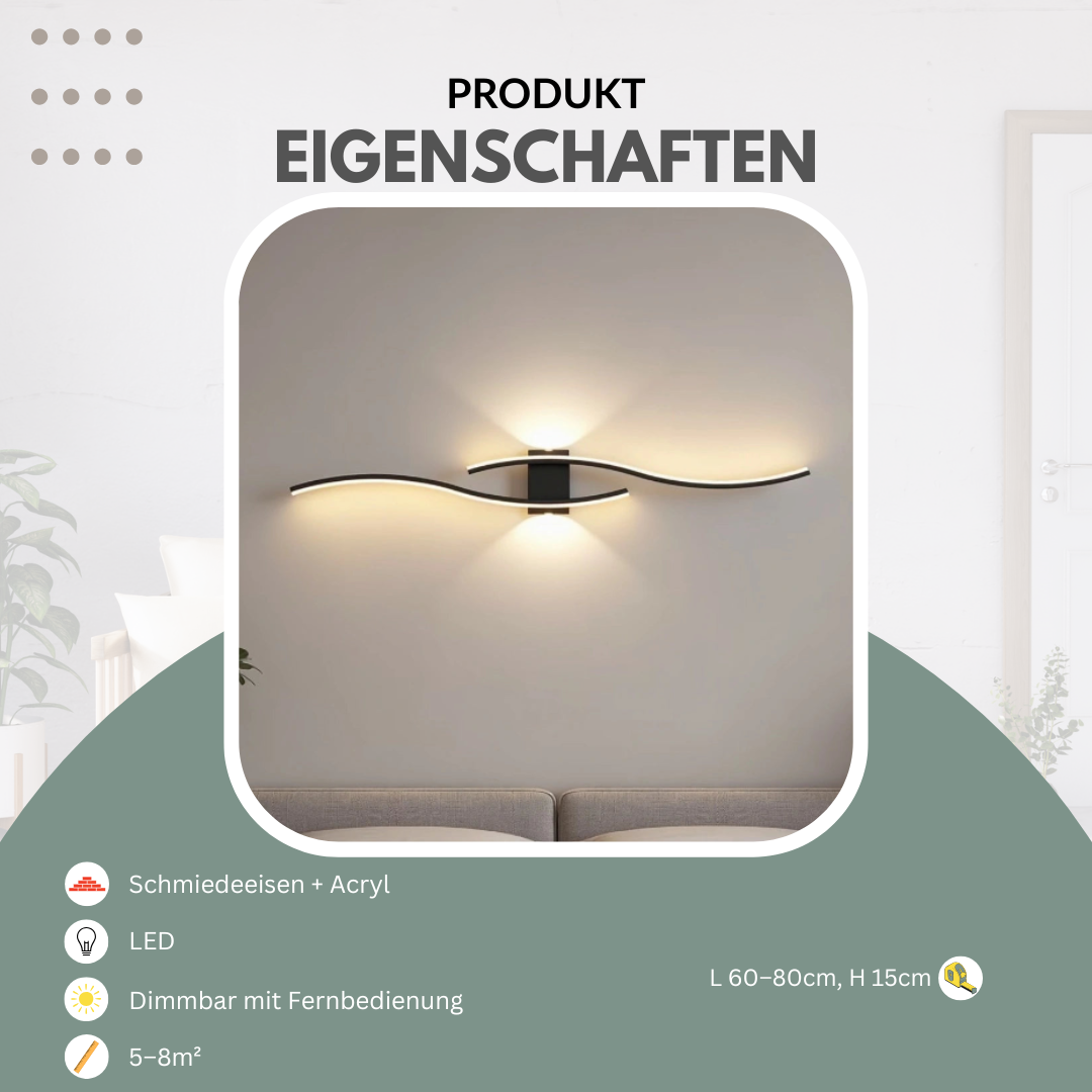 Moderne LED‑Wandleuchte | Doppelte Beleuchtung | Metall | Wohnzimmer & Esszimmer