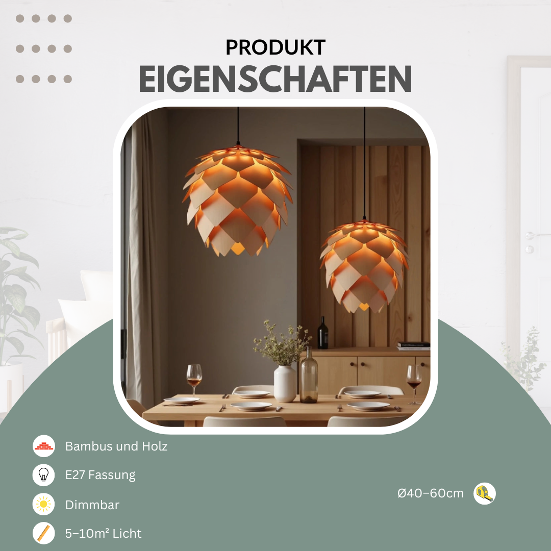 Pendelleuchte | Eichenholz | Natürliches Design | Wohnzimmer & Esszimmer