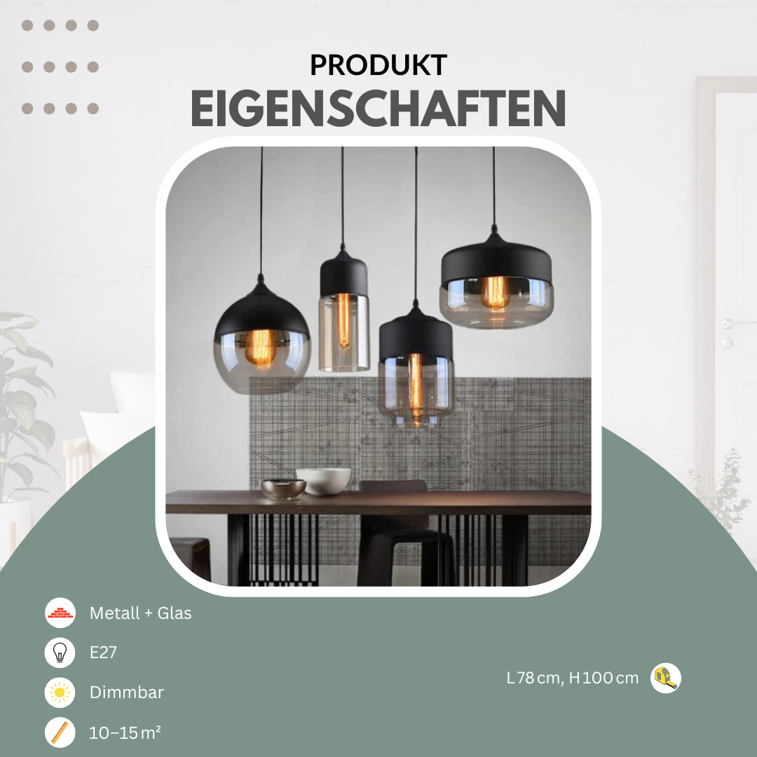 Pendelleuchte 4‑flammig | Skandinavisches Design | Schwarz | Wohnzimmer & Esszimmer