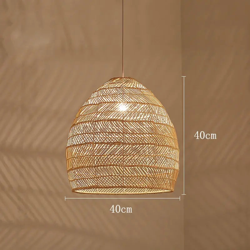 Rattan Pendelleuchte | Beige & Schwarz | Natürliches Material | Wohnzimmer & Esszimmer