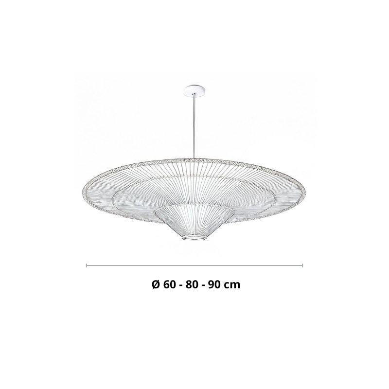 Rattan-Pendelleuchte | UFO-Form | Höhenverstellbar | Wohnzimmer & Esszimmer