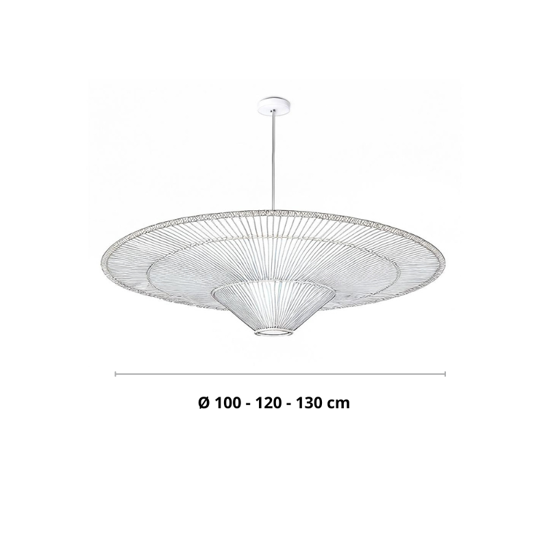 Rattan-Pendelleuchte | UFO-Form | Höhenverstellbar | Wohnzimmer & Esszimmer