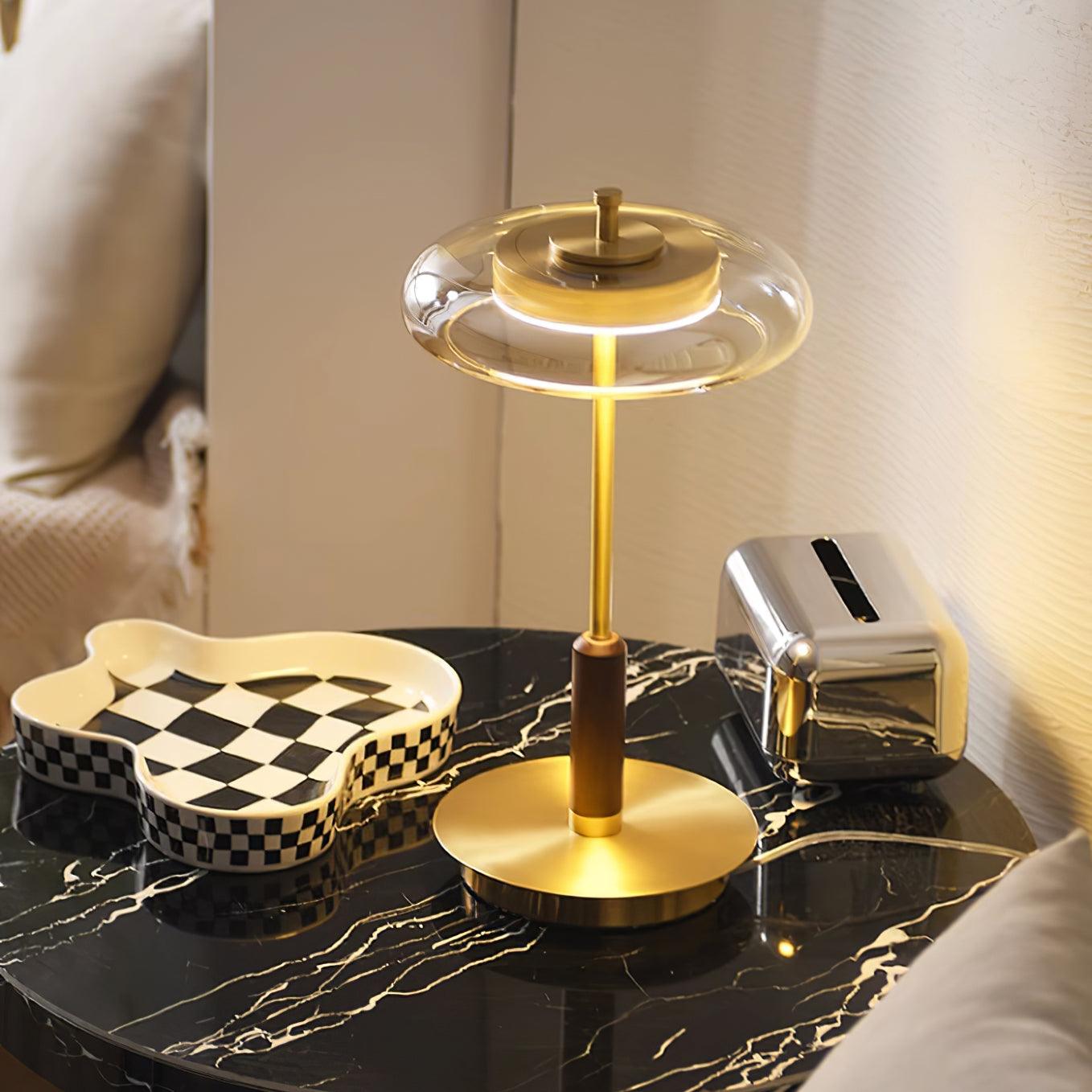 Tischlampe Glas & Metall | Integrierte LED | Warmweiß 3000K | Modernes Design