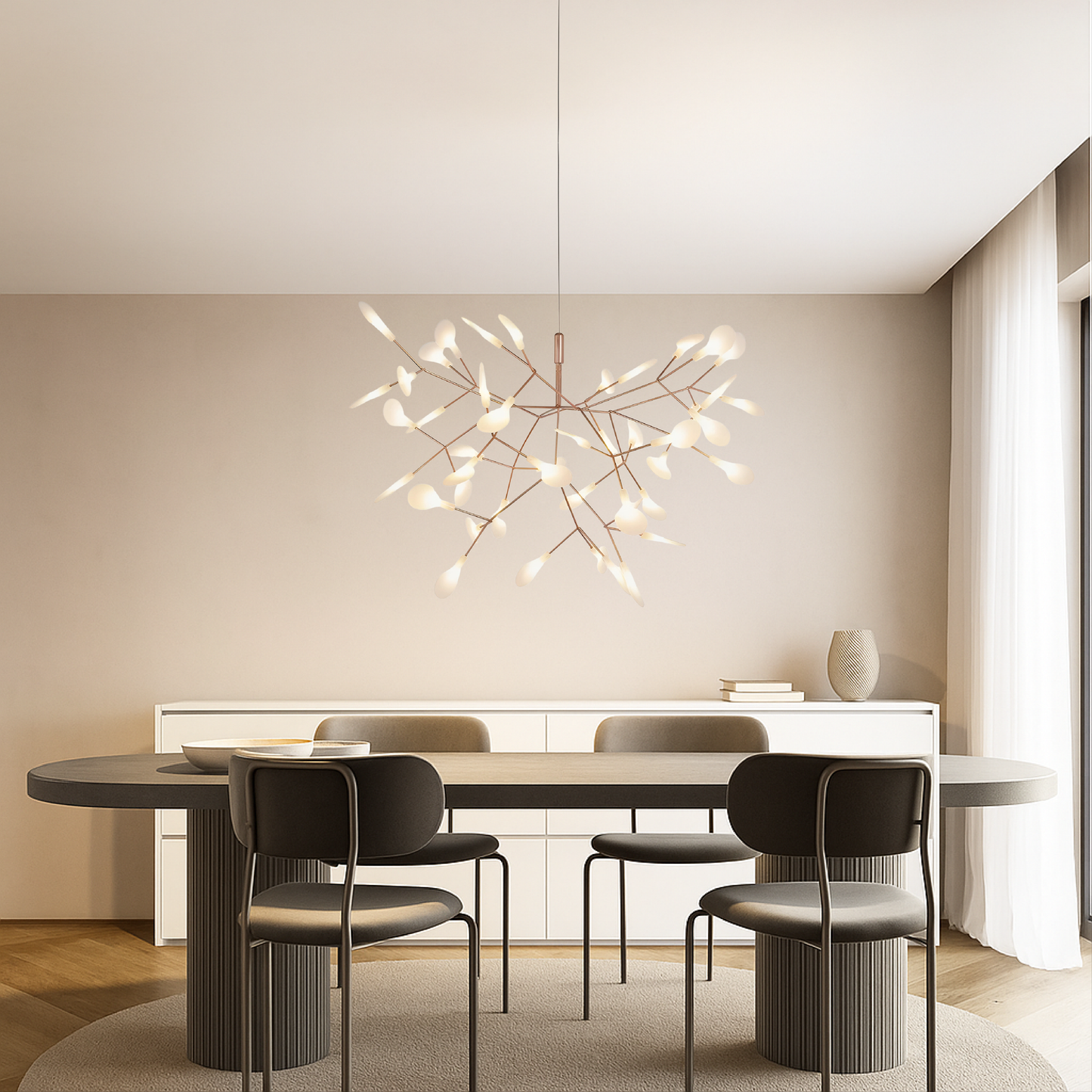LED-Pendelleuchte | Roségold Firefly Design | Höhenverstellbar | Wohnzimmer & Essbereich
