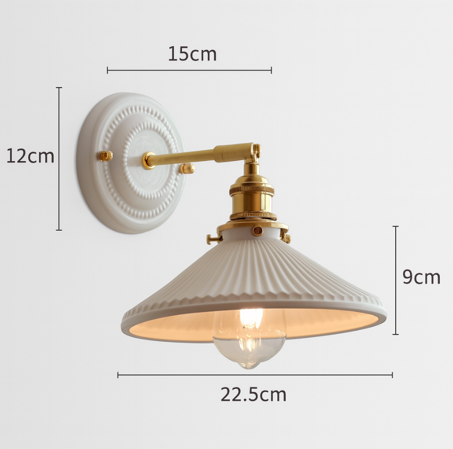 LED-Wandleuchte | Vintage-Japanisch | Keramik & Kupfer | Innenbeleuchtung