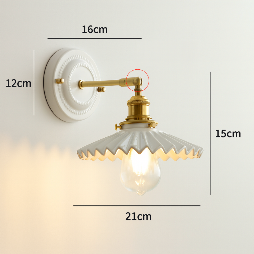 LED-Wandleuchte | Vintage-Japanisch | Keramik & Kupfer | Innenbeleuchtung