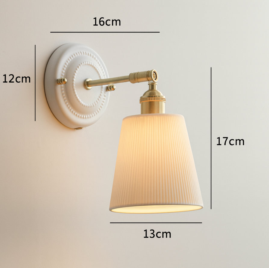 LED-Wandleuchte | Vintage-Japanisch | Keramik & Kupfer | Innenbeleuchtung