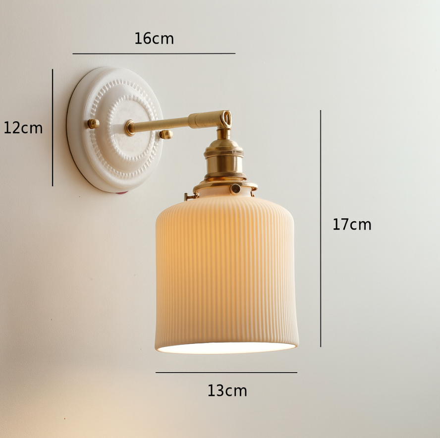 LED-Wandleuchte | Vintage-Japanisch | Keramik & Kupfer | Innenbeleuchtung