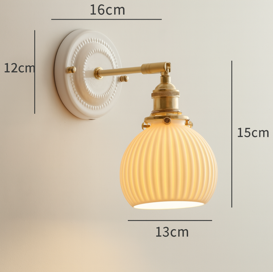 LED-Wandleuchte | Vintage-Japanisch | Keramik & Kupfer | Innenbeleuchtung