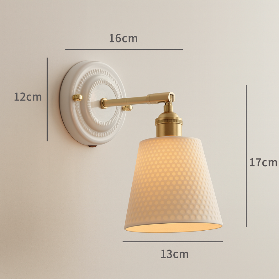 LED-Wandleuchte | Vintage-Japanisch | Keramik & Kupfer | Innenbeleuchtung