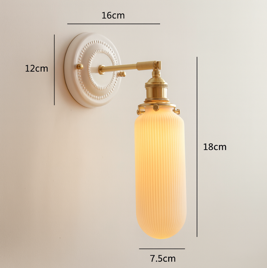 LED-Wandleuchte | Vintage-Japanisch | Keramik & Kupfer | Innenbeleuchtung