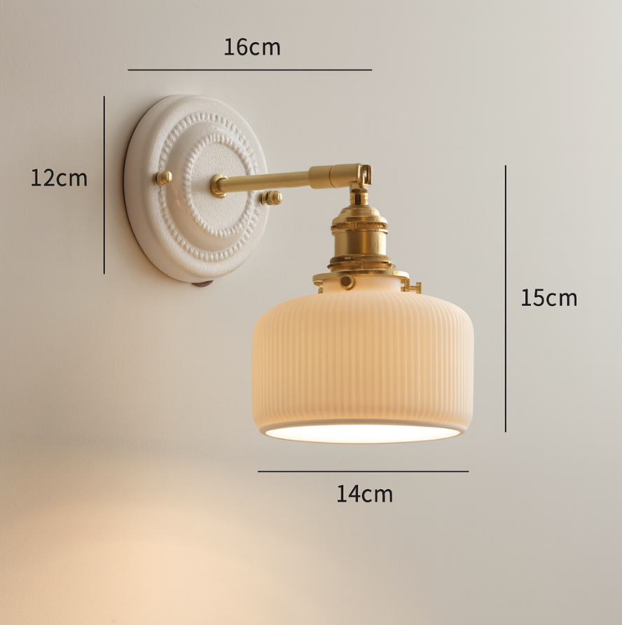 LED-Wandleuchte | Vintage-Japanisch | Keramik & Kupfer | Innenbeleuchtung